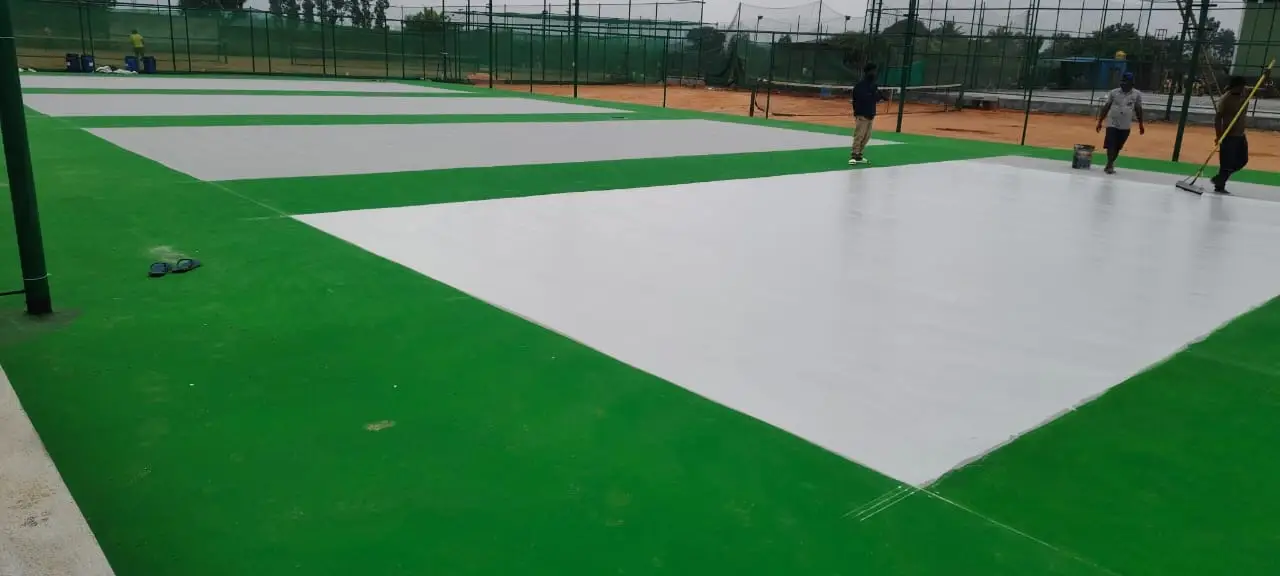Pickle ball court, synthetic work, acrylic