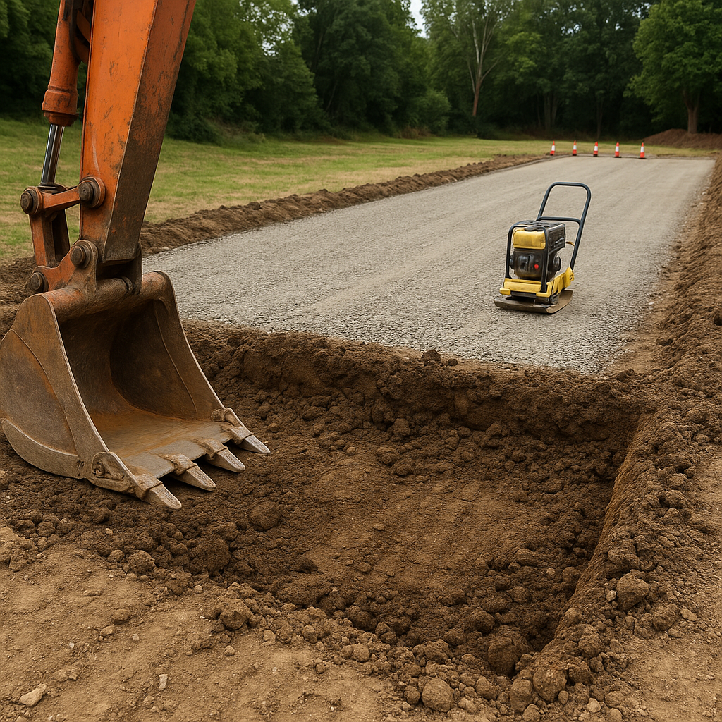 Excavation of site, sports ground excavation.